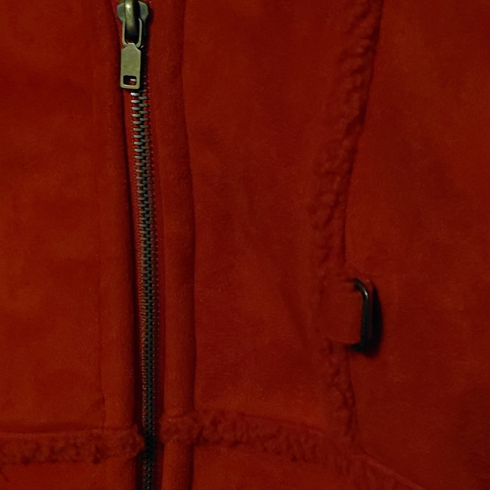 Womens LP Jacket Liz Claiborne Red Sherpa Lining, Trim, & Collar SOFT Warm - Picture 9 of 10